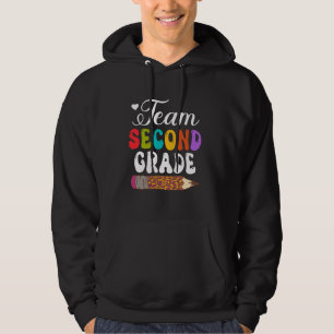 Team Second Grade Leopard Pencil 2nd Grade Teacher Hoodie