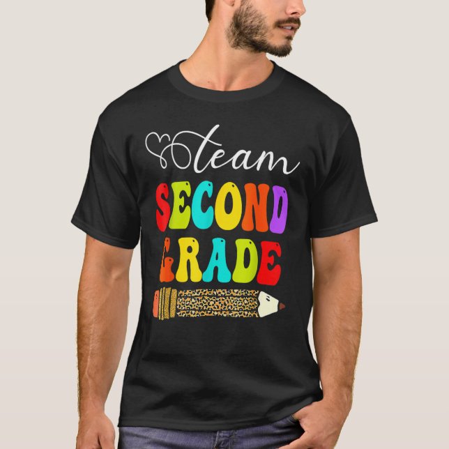 Team Second Grade Leopard Pencil Back To School Te T-Shirt (Front)