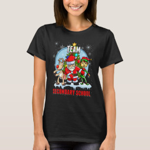 Team Secondary School Santa Elf Reindeer Flossing T-Shirt