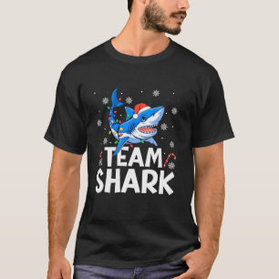 Team Shark Christmas Funny Santa Hat Lights Snowfl T-Shirt