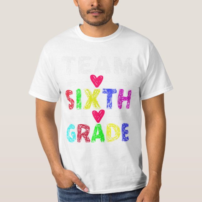 Team Sixth Grade Hello 6th T-Shirt (Front)