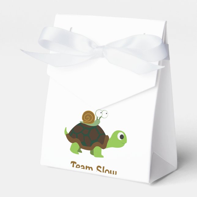 Team Slow Cute Cartoon Turtle and Snail Favour Box (Front Side)
