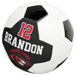 Team Soccer Logo - Red, Black and White Football