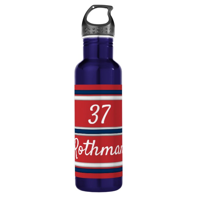 Team Spirit Red and Blue Sports Stripes Water Bott 710 Ml Water Bottle (Front)