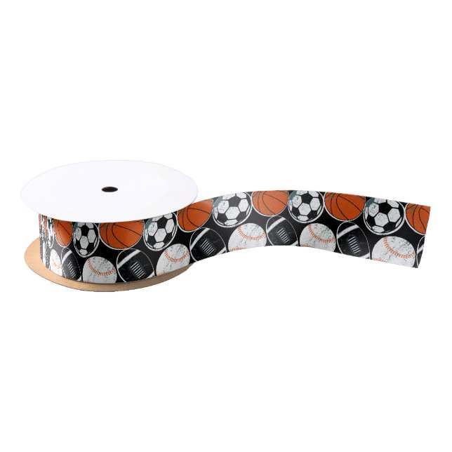 Team sport balls satin ribbon (Spool)