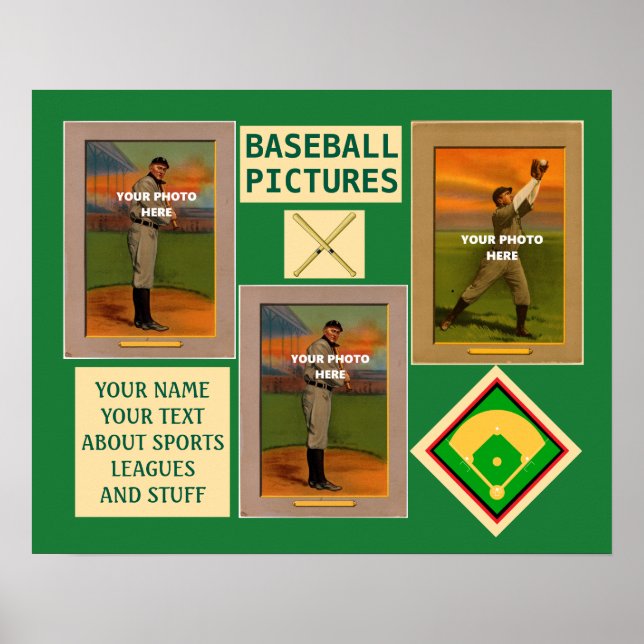 Team Sports Baseball Your Photo and Text Poster (Front)