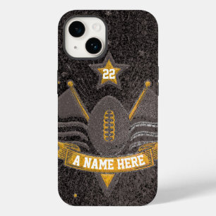 Team Sports Black & Gold Glitter College Football  Case-Mate iPhone 14 Case