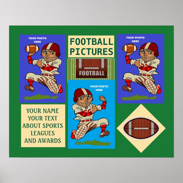 Team Sports Football Your Photo and Text Poster (Front)