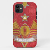 Team Sports Red & Gold Glitter College Football 
