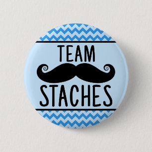 Team Staches gender reveal pins