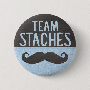 Team Staches gender reveal pins