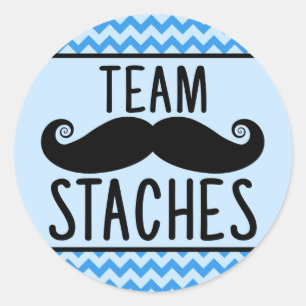 Team Staches gender reveal stickers