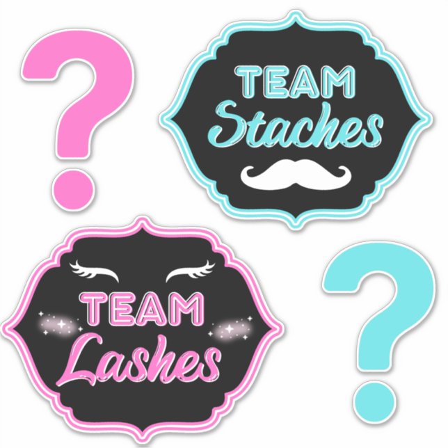 TEAM Staches or Lashes Pink|Blue Gender Reveal (Front)