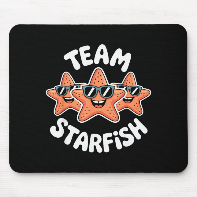 Team Starfish Cool Sungles Ocean Cartoon Crew Funn Mouse Mat (Front)