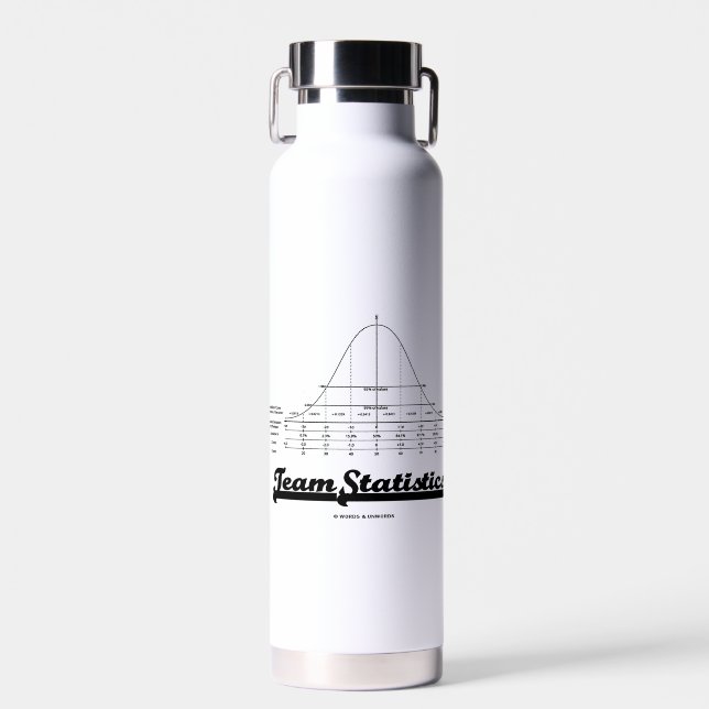 Team Statistics Bell Curve Normal Distribution Water Bottle (Front)