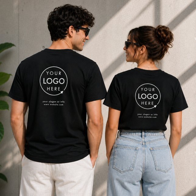 Team T-Shirts | Custom Company Logo Work Shirt (Sleek black branded tee design for employee uniforms and company merchandise.)