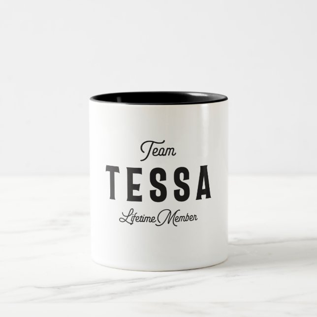 Team Tessa Lifetime Member Personalised Name Two-Tone Coffee Mug (Center)