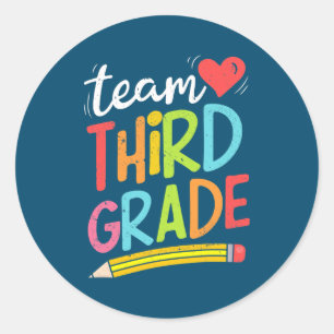 Team Third Grade 3 Grade Student Teacher Back to Classic Round Sticker