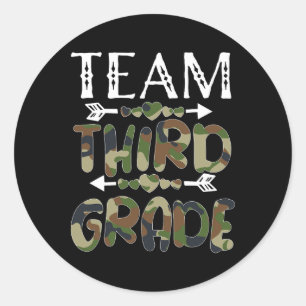 Team Third Grade Back To School 1st Day Camo Teach Classic Round Sticker