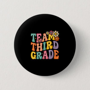 Team third grade groovy 3rd grade back to school 6 cm round badge