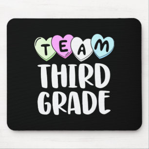Team Third Grade Shirt 3rd Love Hearts Teacher Val Mouse Mat