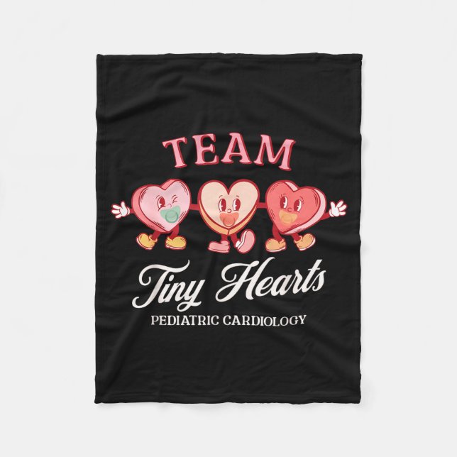 Team Tiny Heart Pediatric Cardiology Candy Heart V Fleece Blanket (Front)
