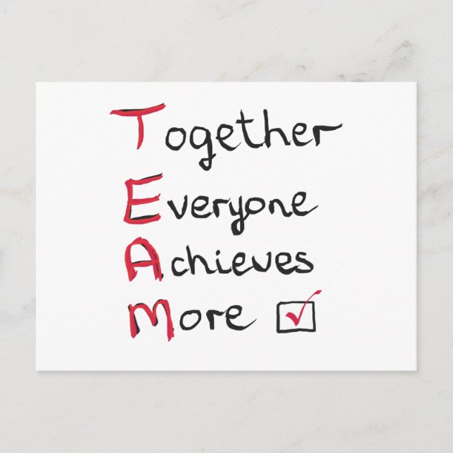 Team - Together Everyone Achieves More Postcard (Front)