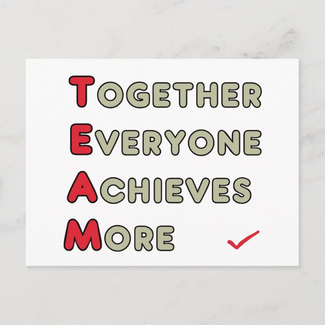 Team - Together Everyone Achieves More Postcard (Front)