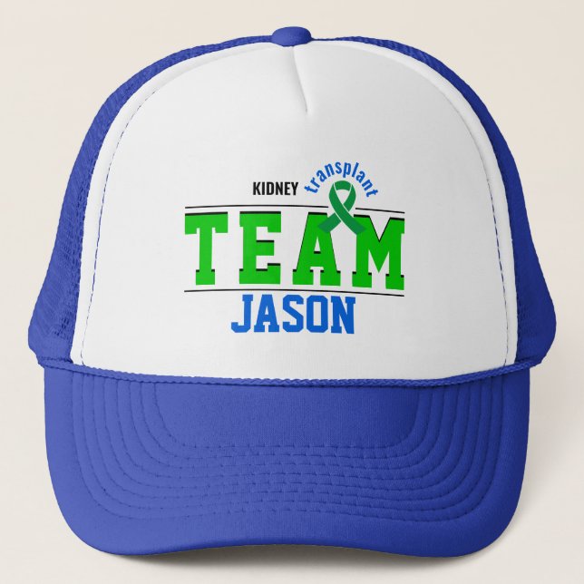 Team Transplant Sport Green Ribbon Customisable Trucker Hat (Front)