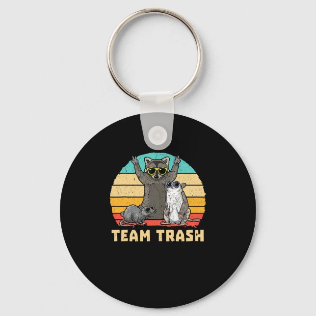 Team Trash Opossum Racoon Rat, Funny Animals Garb Key Ring (Front)