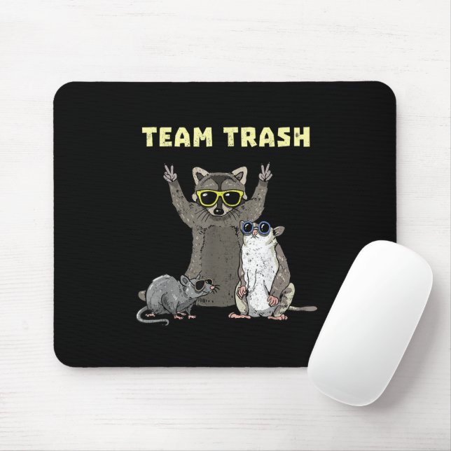 Team Trash Opossum Racoon Rat, Funny Animals Garb Mouse Mat (With Mouse)