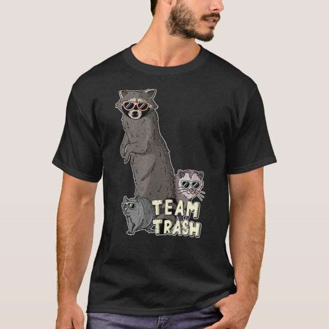 Team Trash Opossum Racoon Rat, Funny Animals Garb T-Shirt (Front)