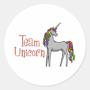 Team Unicorn Rainbow Classic Round Sticker