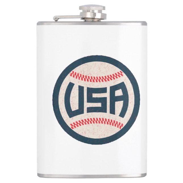 Team USA Baseball Hip Flask (Front)