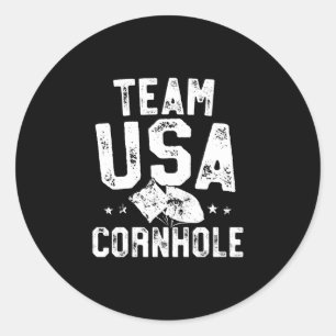 Team usa cornhole champion bean bag toss classic round sticker