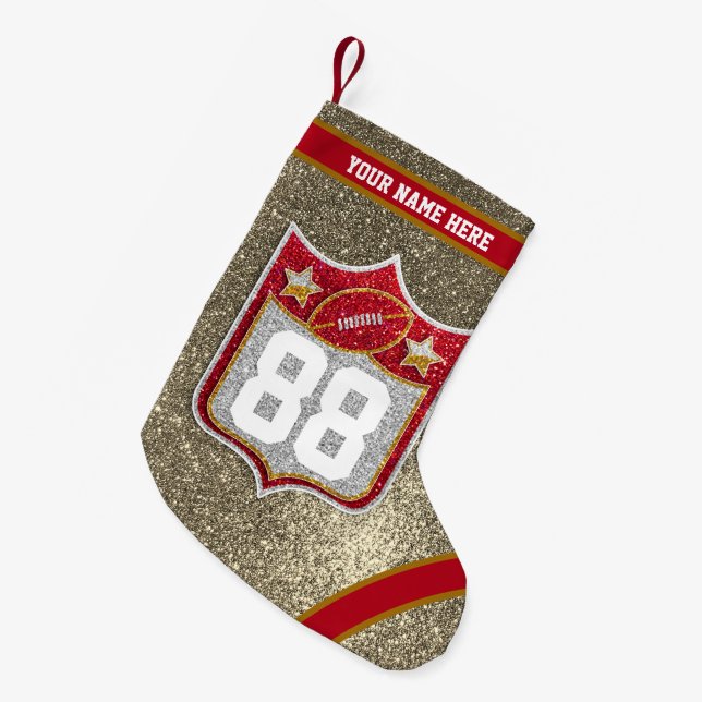 Team USA Sports Red and Gold College Football Small Christmas Stocking (Front (Hanging))