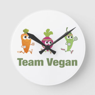 Team Vegan Round Clock