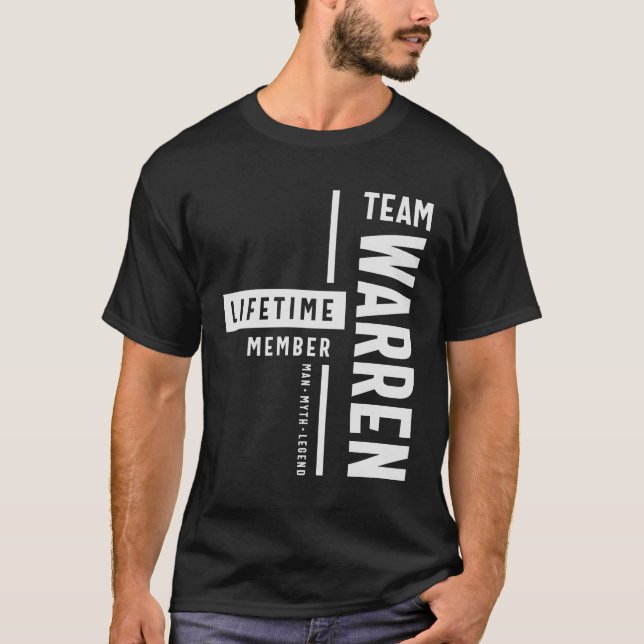 Team Warren Lifetime Member Funny Name Warren T-Shirt (Front)
