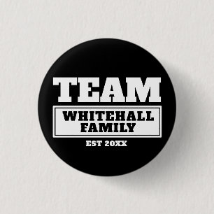 Team white personalised family or team button