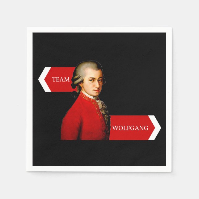 Team Wolfgang. Wolfgang Amadeus Mozart fan Napkin (Front)