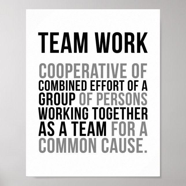 Team Work Cooperative of Combined Effort Poster (Front)