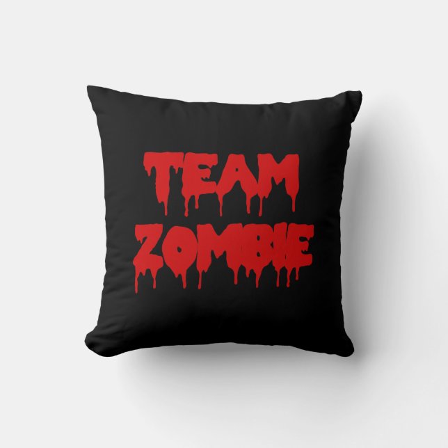Team Zombie Red Blood on Black Cushion (Front)