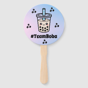 #TeamBoba No Boba Bubble Tea Boba Gender Reveal Hand Fan
