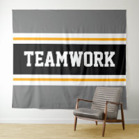 TEAMWORK Athletic Grey Black White Racing Stripes