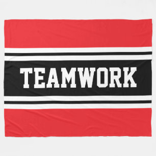 TEAMWORK Athletic Red Black White Racing Stripes Fleece Blanket