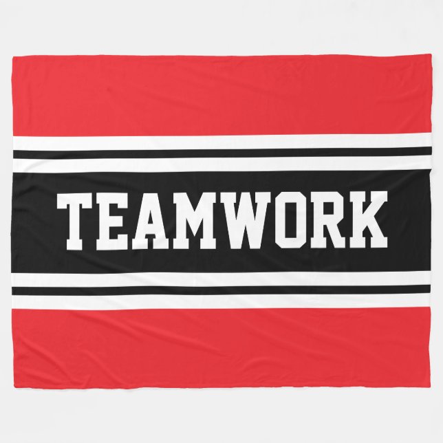 TEAMWORK Athletic Red Black White Racing Stripes Fleece Blanket (Front (Horizontal))