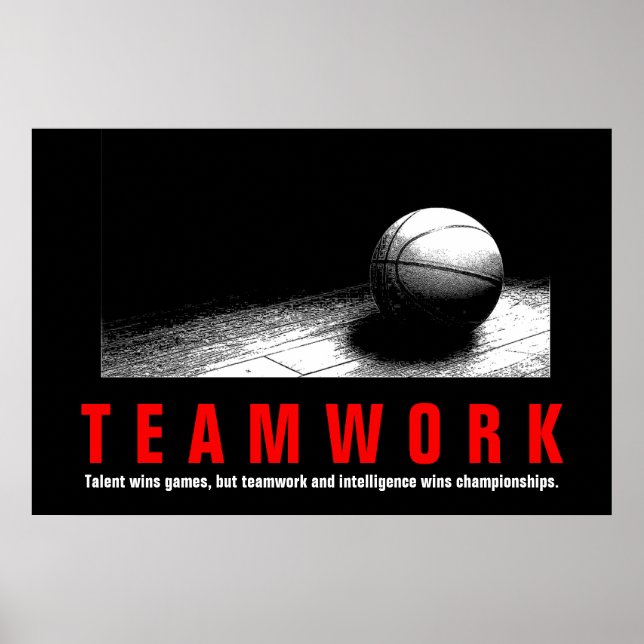Teamwork Basketball Inspirational Quote Players Poster (Front)