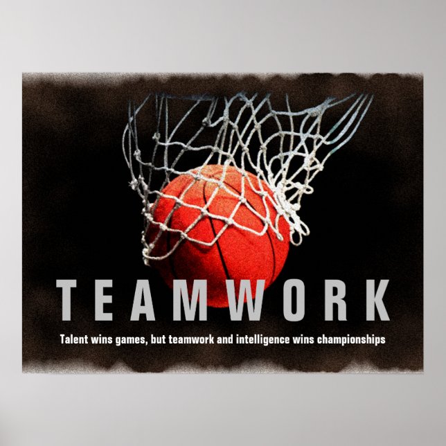 Teamwork Basketball Inspirational Quote Players Poster (Front)