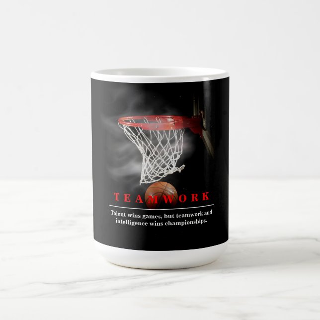 Teamwork Basketball Motivational Inspirational Coffee Mug (Center)