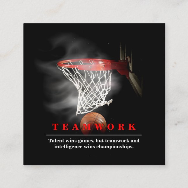 Teamwork Basketball Motivational Inspirational Enclosure Card (Front)